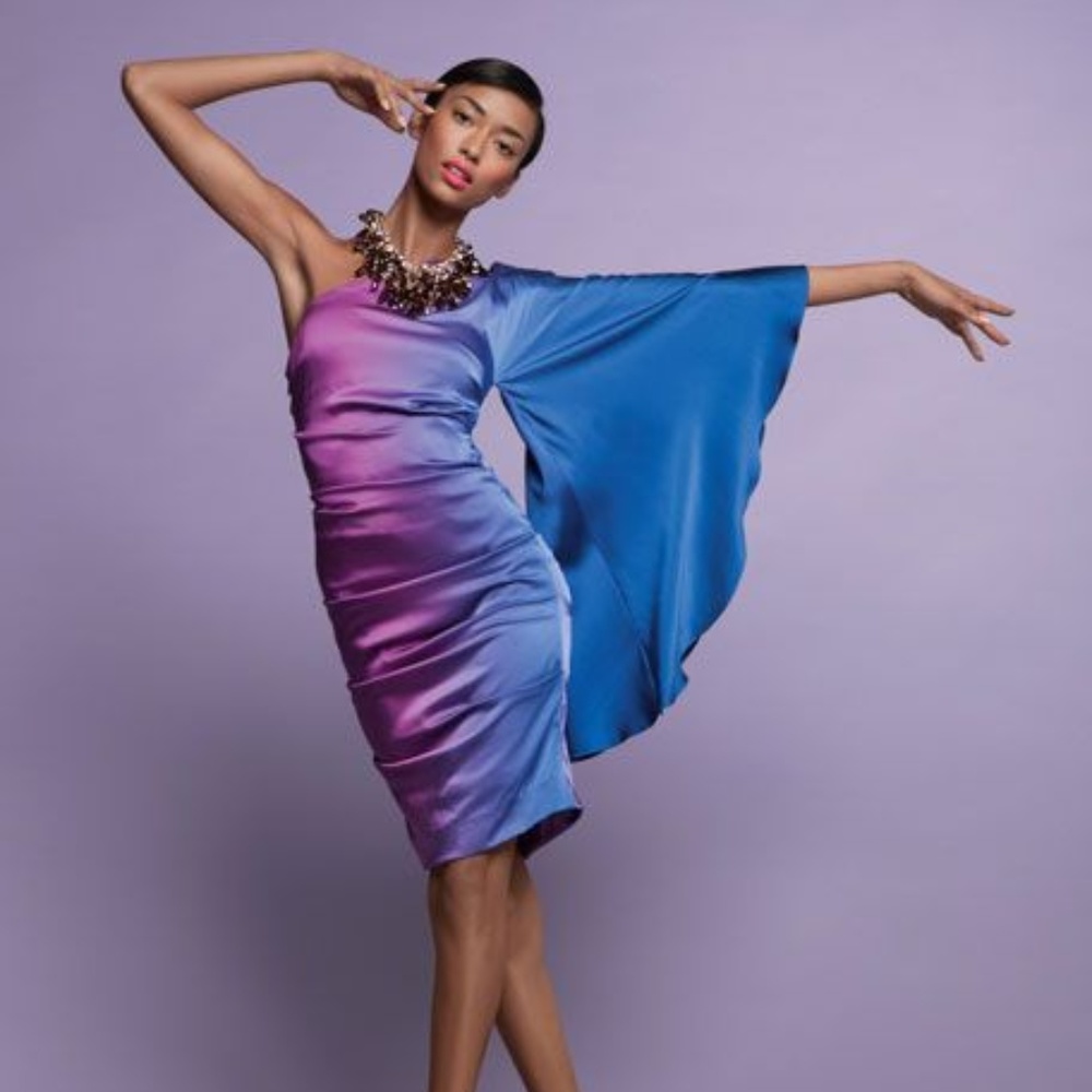 Nicole Miller One-Sleeve Ombre Cocktail Dress